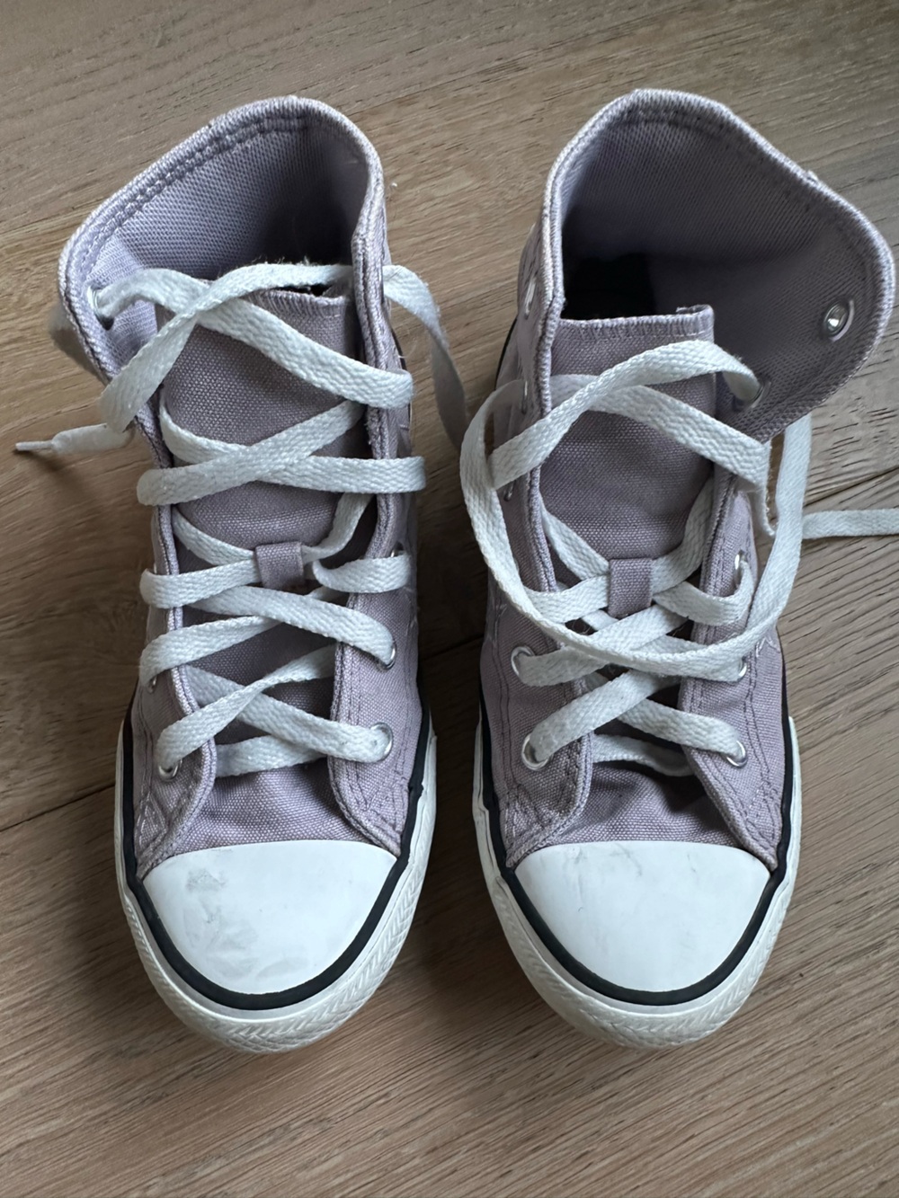 Converse High-Top Canvas Sneakers Light Purple with Stars White Laces 1